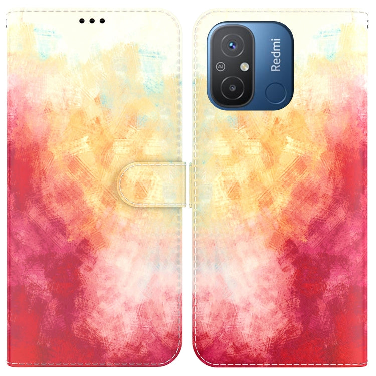For Xiaomi Redmi 12C / 11A Watercolor Pattern Flip Leather Phone Case