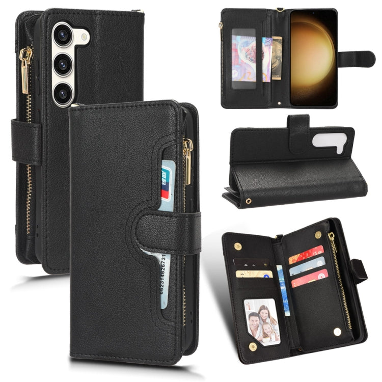 For Samsung Galaxy S23+ 5G Litchi Texture Zipper Leather Phone Case