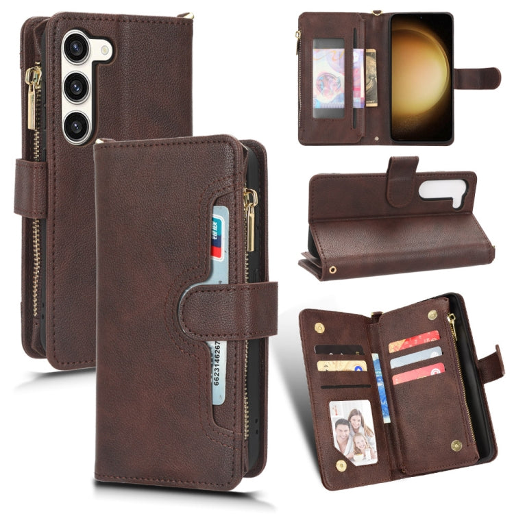 For Samsung Galaxy S23+ 5G Litchi Texture Zipper Leather Phone Case