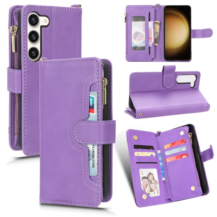 For Samsung Galaxy S23+ 5G Litchi Texture Zipper Leather Phone Case