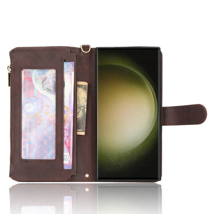 For Samsung Galaxy S23 Ultra 5G Litchi Texture Zipper Leather Phone Case