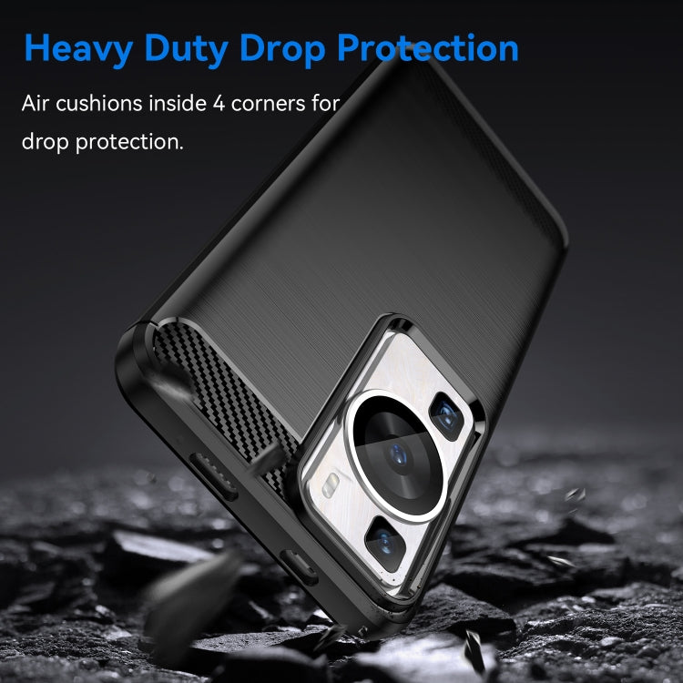 For Huawei P60 Brushed Texture Carbon Fiber TPU Phone Case