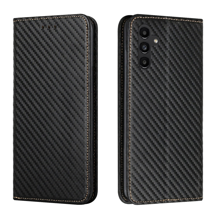 For Samsung Galaxy A24 4G Carbon Fiber Texture Magnetic Flip Leather Phone Case
