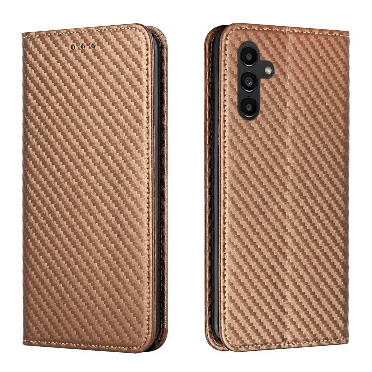 For Samsung Galaxy A24 4G Carbon Fiber Texture Magnetic Flip Leather Phone Case