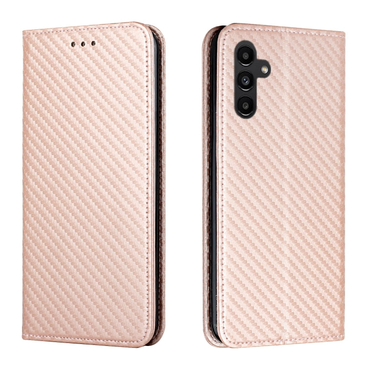 For Samsung Galaxy A24 4G Carbon Fiber Texture Magnetic Flip Leather Phone Case