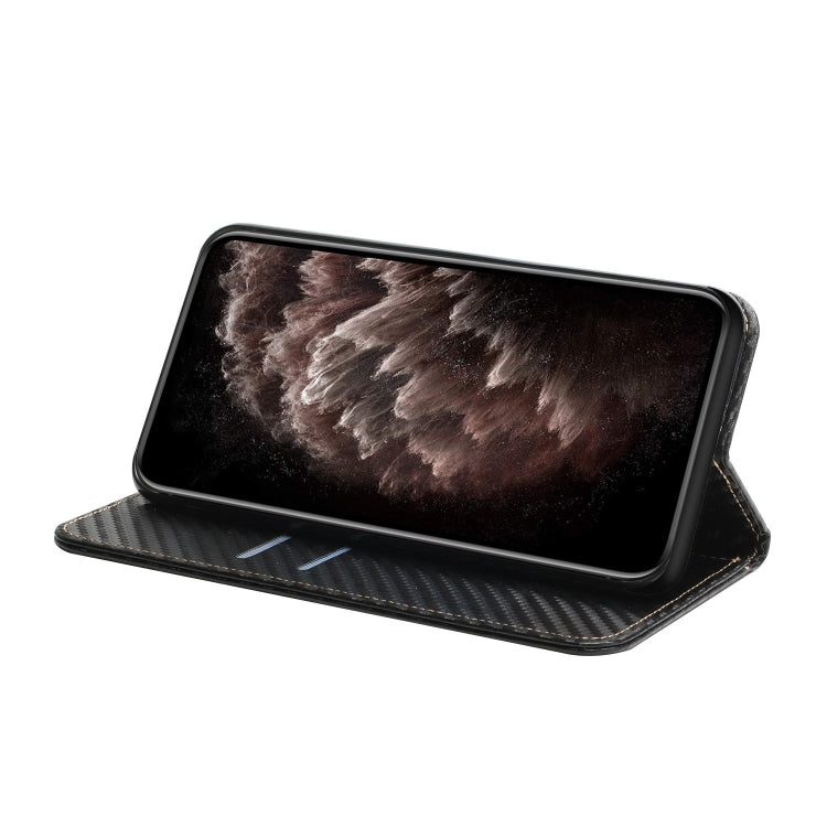 For Xiaomi Redmi 12C Carbon Fiber Texture Magnetic Flip Leather Phone Case