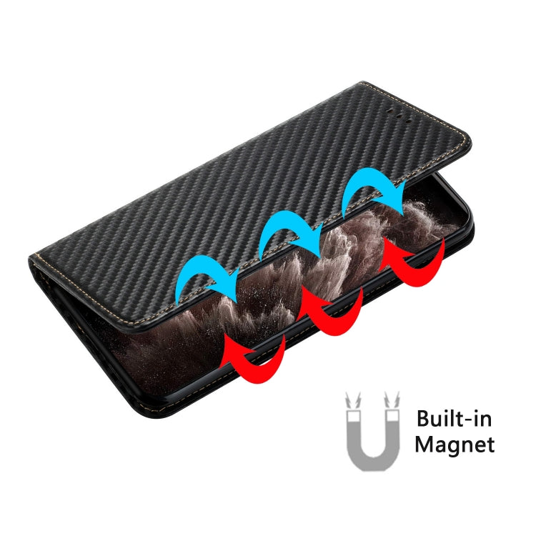 For Xiaomi Redmi 12C Carbon Fiber Texture Magnetic Flip Leather Phone Case