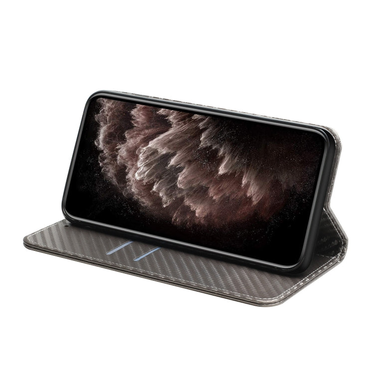 For Xiaomi Redmi 12C Carbon Fiber Texture Magnetic Flip Leather Phone Case