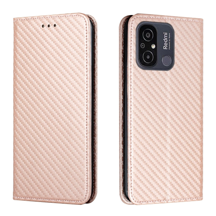 For Xiaomi Redmi 12C Carbon Fiber Texture Magnetic Flip Leather Phone Case