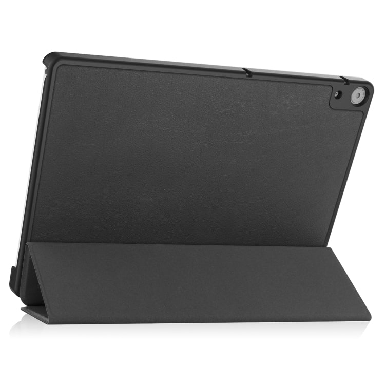 For Docomo dtab D-51C Custer Texture 3-Fold Holder Leather Tablet Case