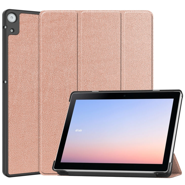 For Docomo dtab D-51C Custer Texture 3-Fold Holder Leather Tablet Case