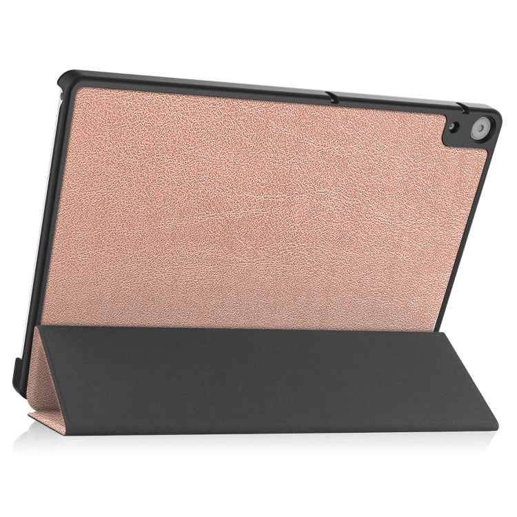 For Docomo dtab D-51C Custer Texture 3-Fold Holder Leather Tablet Case