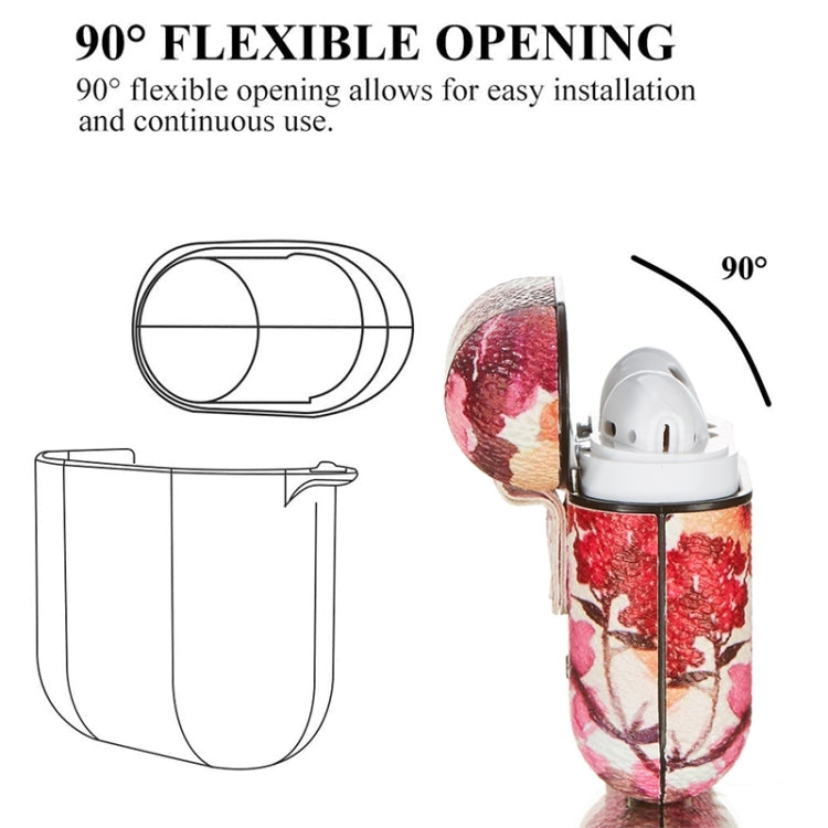 For Airpods 1 / 2 Flower Pattern TPU Earphone Protective Case with Hook