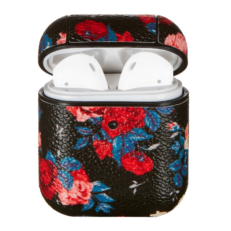 For Airpods 1 / 2 Flower Pattern TPU Earphone Protective Case with Hook