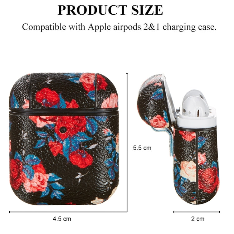 For Airpods 1 / 2 Flower Pattern TPU Earphone Protective Case with Hook