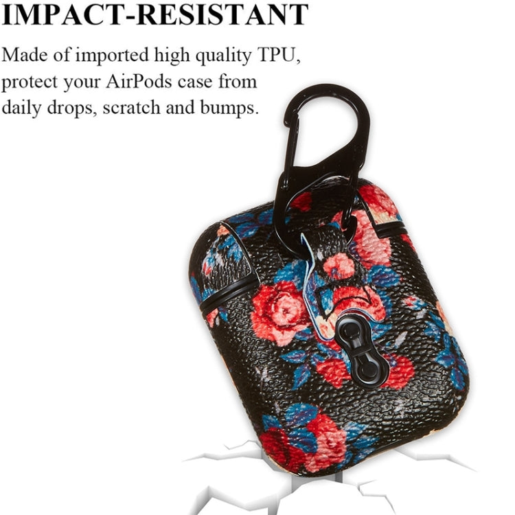 For Airpods 1 / 2 Flower Pattern TPU Earphone Protective Case with Hook