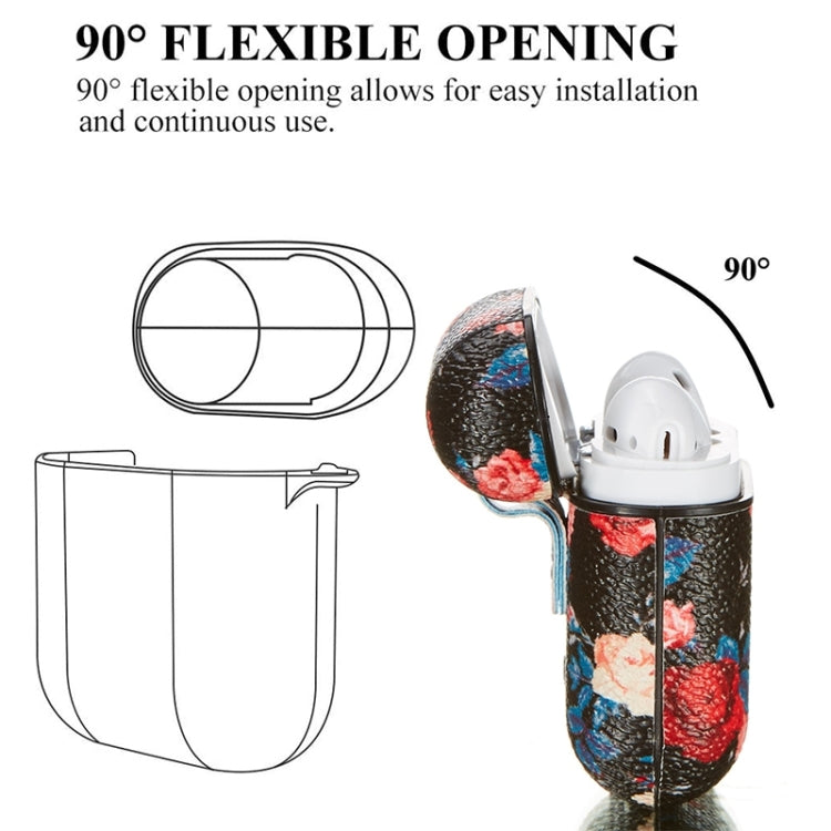 For Airpods 1 / 2 Flower Pattern TPU Earphone Protective Case with Hook