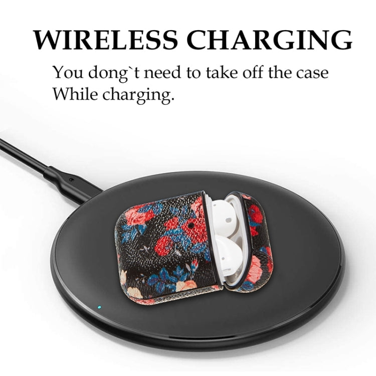 For Airpods 1 / 2 Flower Pattern TPU Earphone Protective Case with Hook