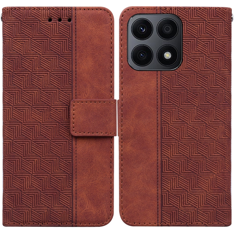 For Honor X8a Geometric Embossed Leather Phone Case