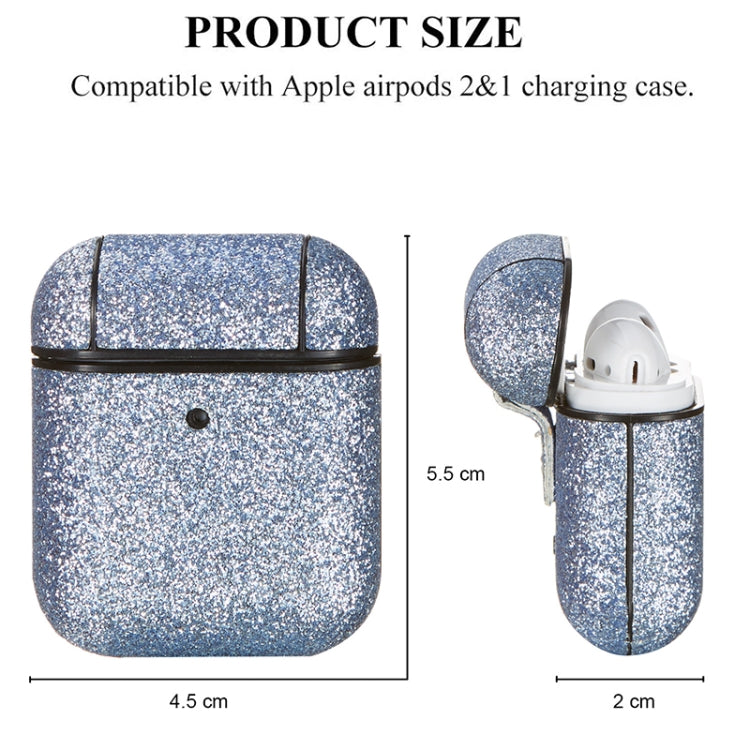 For Airpods 1 / 2 Glitter Series TPU Earphone Protective Case with Hook(Silver)