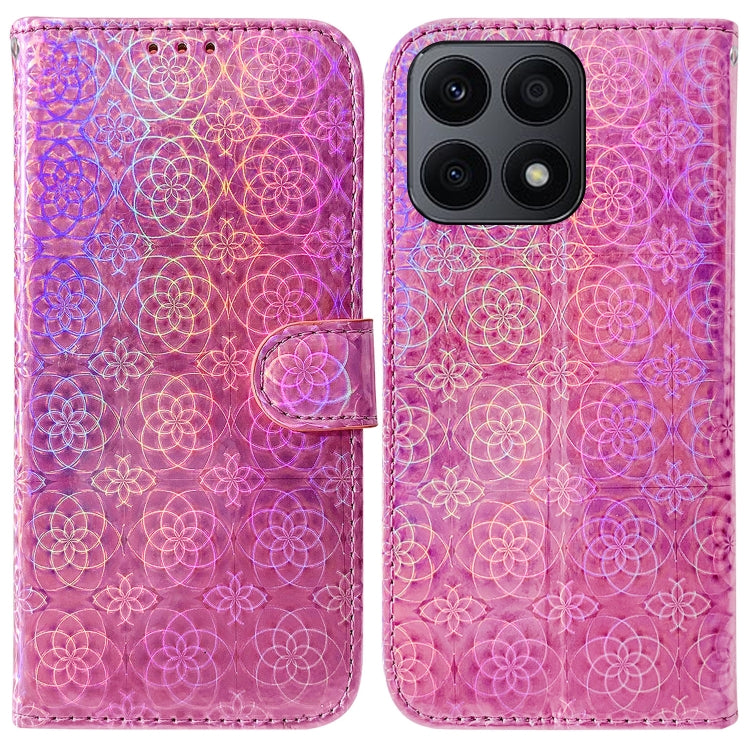 For Honor X8a Colorful Magnetic Buckle Leather Phone Case