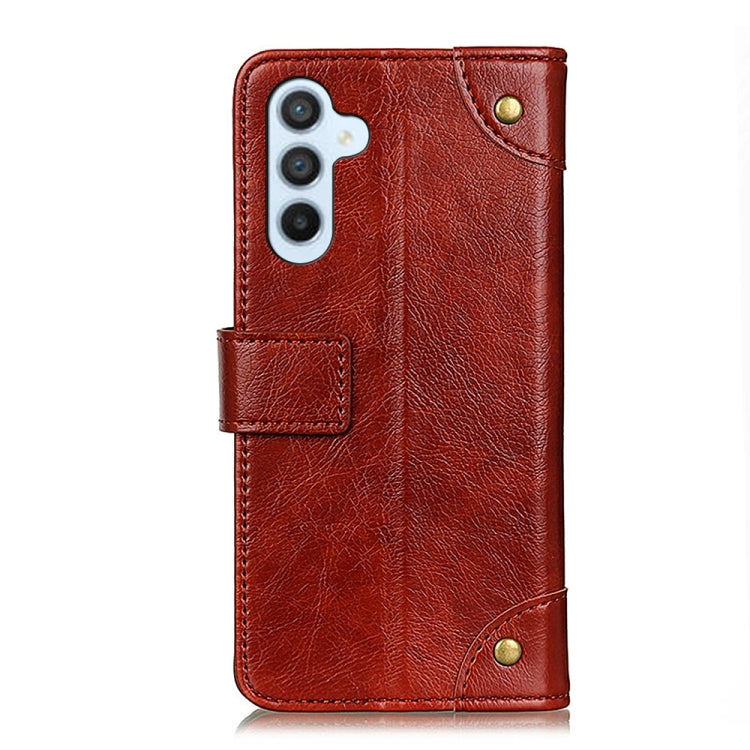 For Samsung Galaxy M14 Copper Buckle Nappa Texture Horizontal Flip Leather Phone Case
