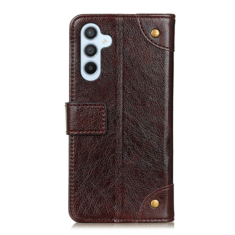 For Samsung Galaxy M14 Copper Buckle Nappa Texture Horizontal Flip Leather Phone Case