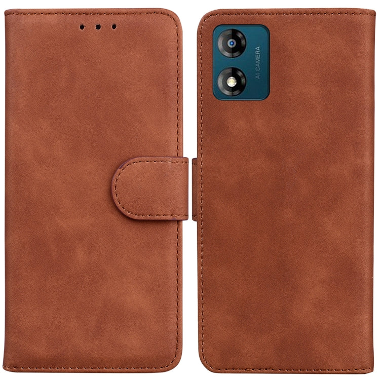 For Motorola Moto E13 Skin Feel Pure Color Flip Leather Phone Case