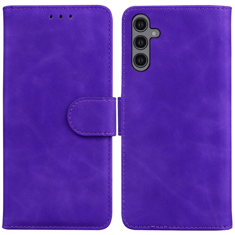 For Samsung Galaxy A24 4G Skin Feel Pure Color Flip Leather Phone Case