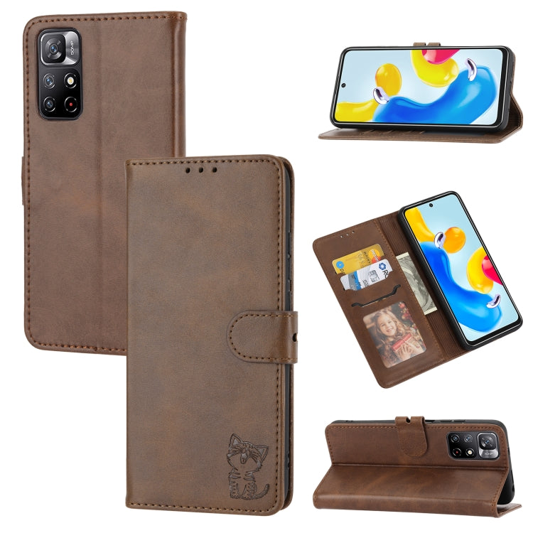 For Xiaomi 12T/12T Pro/Redmi K50 Ultra Embossed Happy Cat Pattern Flip Leather Phone Case
