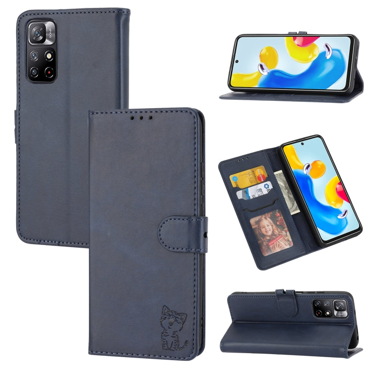For Xiaomi 12T/12T Pro/Redmi K50 Ultra Embossed Happy Cat Pattern Flip Leather Phone Case
