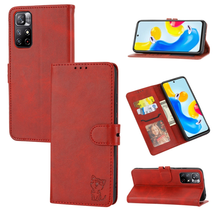 For Xiaomi 12T/12T Pro/Redmi K50 Ultra Embossed Happy Cat Pattern Flip Leather Phone Case