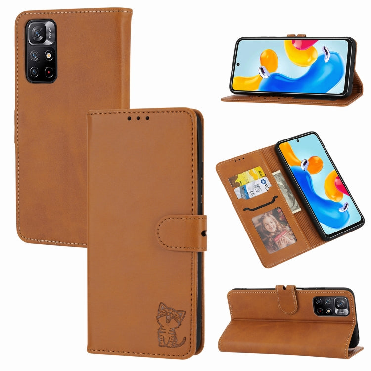 For Xiaomi 12T/12T Pro/Redmi K50 Ultra Embossed Happy Cat Pattern Flip Leather Phone Case