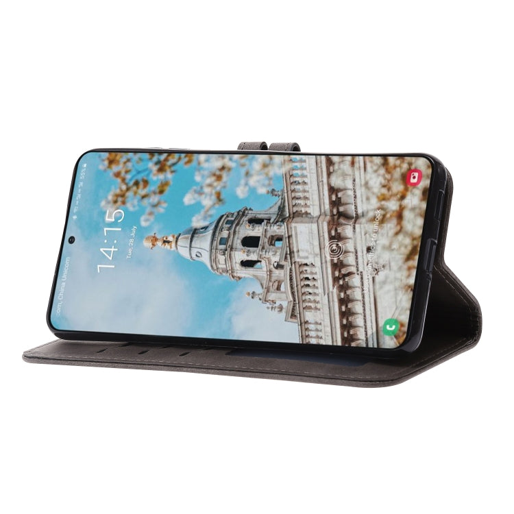 For Samsung Galaxy S23 5G Embossed Happy Cat Pattern Flip Leather Phone Case