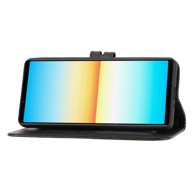 For Sony Xperia 5 IV Embossed Happy Cat Pattern Flip Leather Phone Case