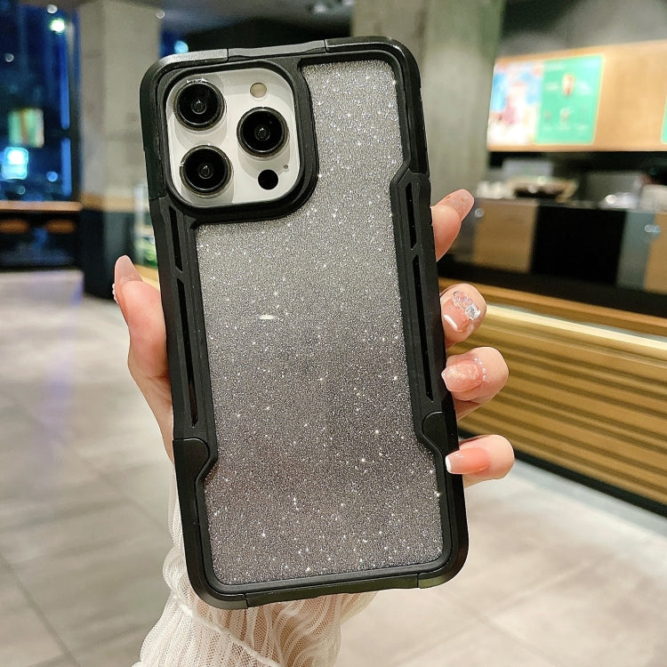 For iPhone 14 Pro Max Armor Acrylic 3 in 1 Gradient Glitter Powder Phone Case