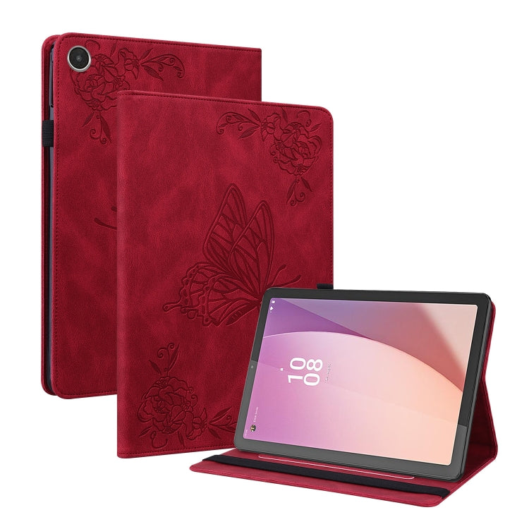 For Lenovo Tab M8 4th Gen TB-300FU Butterfly Flower Embossed Leather Tablet Case