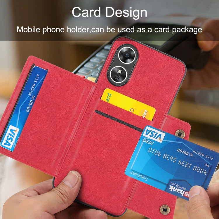 For OPPO A17 Double Buckle Magnetic Phone Case