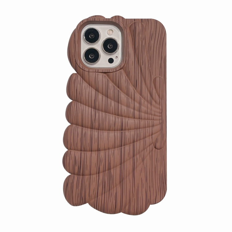 For iPhone 14 Pro Wood Grain Shell Shape TPU Phone Case