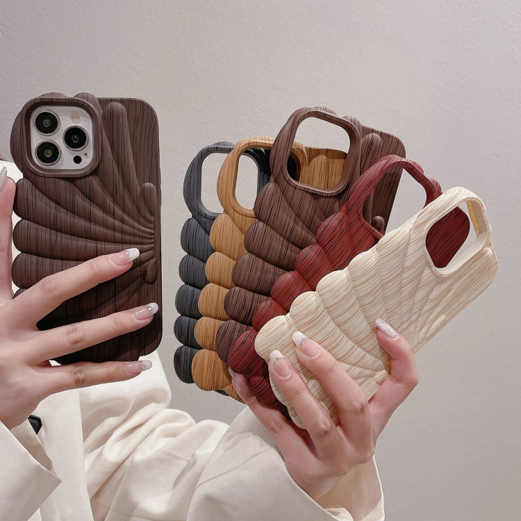 For iPhone 14 Pro Wood Grain Shell Shape TPU Phone Case