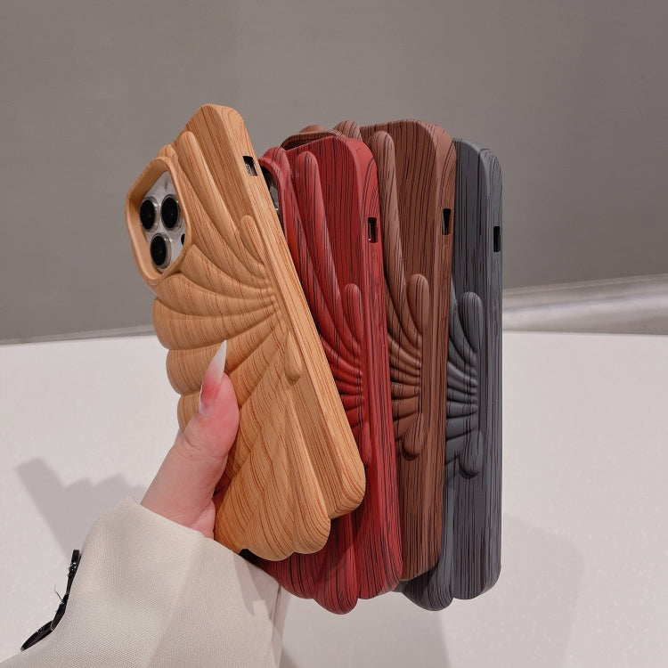 For iPhone 14 Pro Wood Grain Shell Shape TPU Phone Case