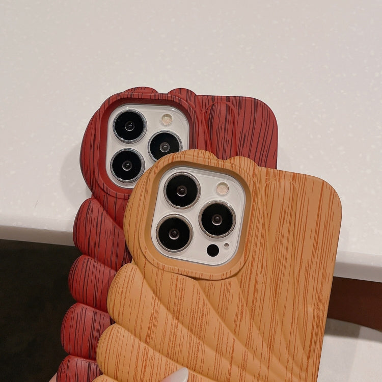 For iPhone 13 Pro Max Wood Grain Shell Shape TPU Phone Case