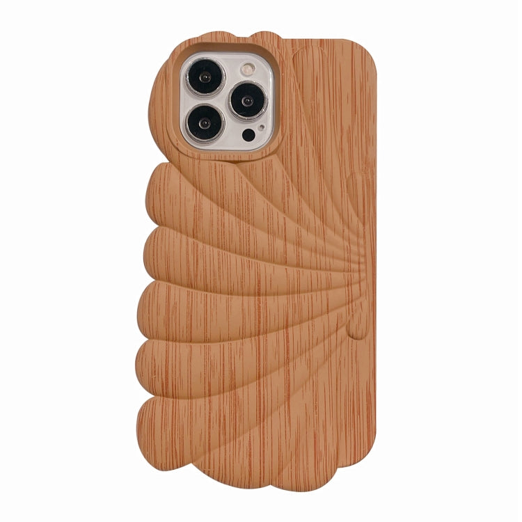 For iPhone 12 Pro Wood Grain Shell Shape TPU Phone Case