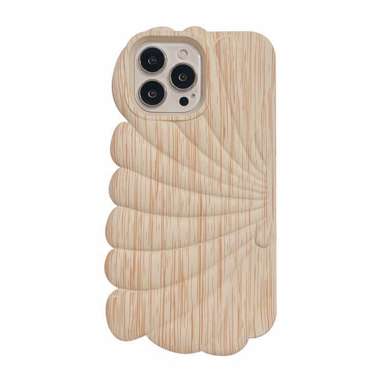 For iPhone 12 Pro Wood Grain Shell Shape TPU Phone Case