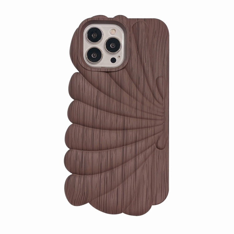 For iPhone 12 Pro Wood Grain Shell Shape TPU Phone Case