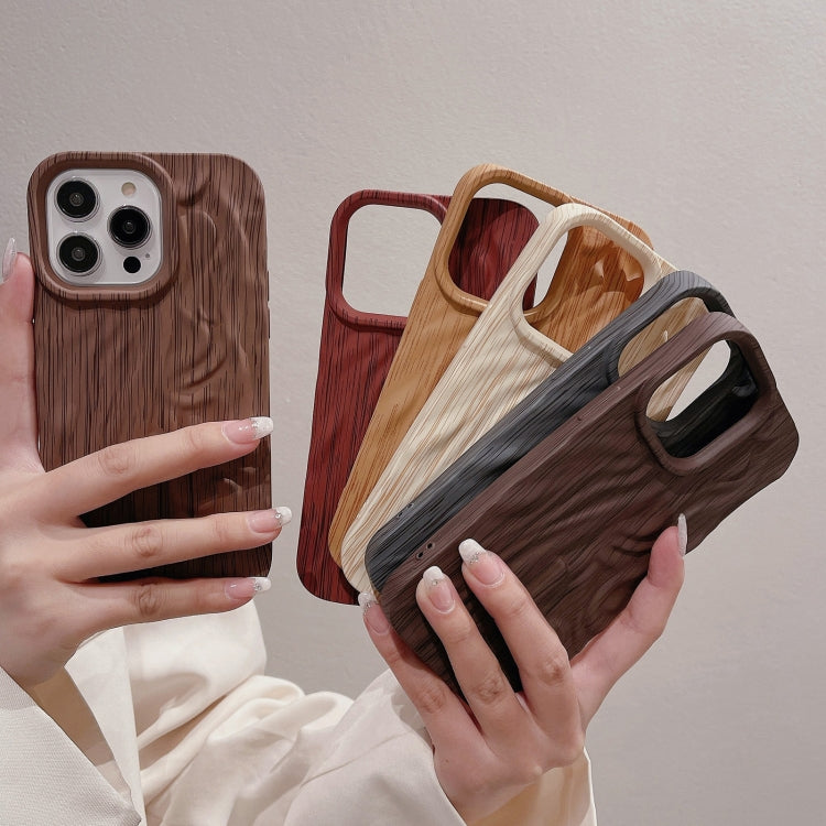 For iPhone 14 Pro Pleated Wood Grain TPU Phone Case