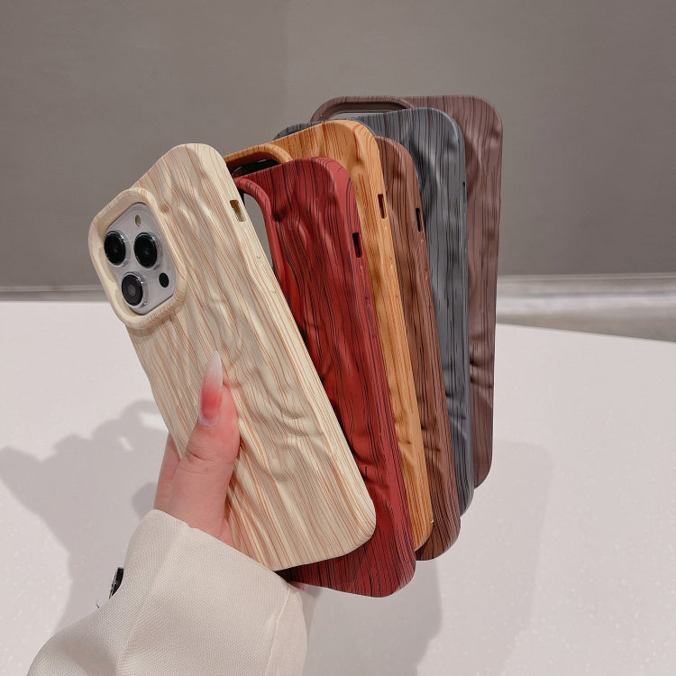 For iPhone 14 Pro Pleated Wood Grain TPU Phone Case