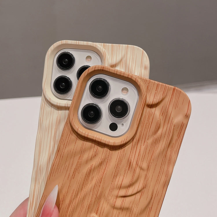 For iPhone 14 Pro Pleated Wood Grain TPU Phone Case