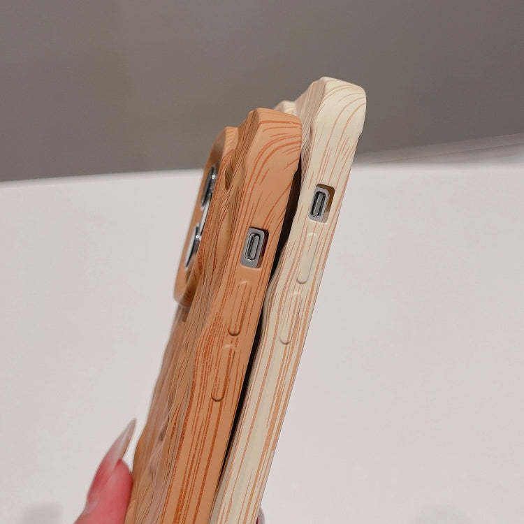 For iPhone 14 Pro Pleated Wood Grain TPU Phone Case
