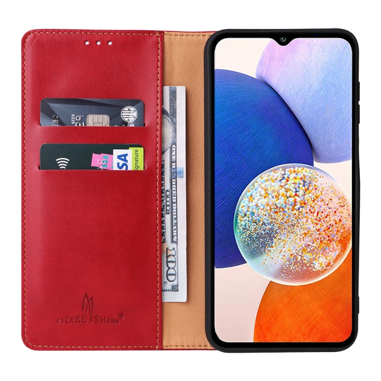 For Samsung Galaxy A14 5G Fierre Shann PU Genuine Leather Texture Leather Phone Case